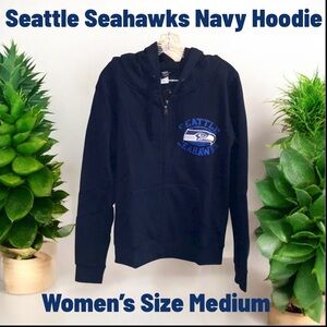 NFL Women’s Seattle Seahawks Navy Blue Zip Up Hoodie Size Medium NWT